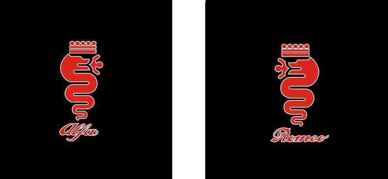 LUCI PROIETTORI LOGO Serpente Alfa Romeo Biscione Nr.66 (quantità 1 = 2 Logo Film / 2 luci porta)