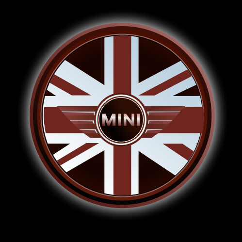 MINI  BRITISH NATIONAL FLAG WITH MINI  LOGO PROJECROTR LIGHTS Nr.03 (quantity  1 =  2 Logo Film /  2 door lights)